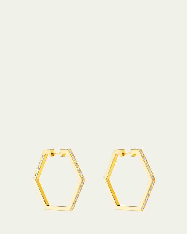 18K Yellow Gold HONEY I'M HOME Hoop Earrings with Diamonds, 30mm